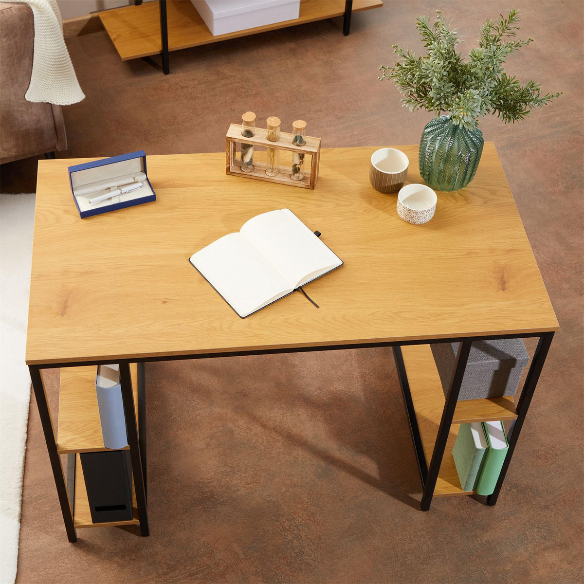 SCHREIBTISCH EVORA - Wildeiche, Holzwerkstoff/Metall (60/110/74cm) - CARO-Möbel