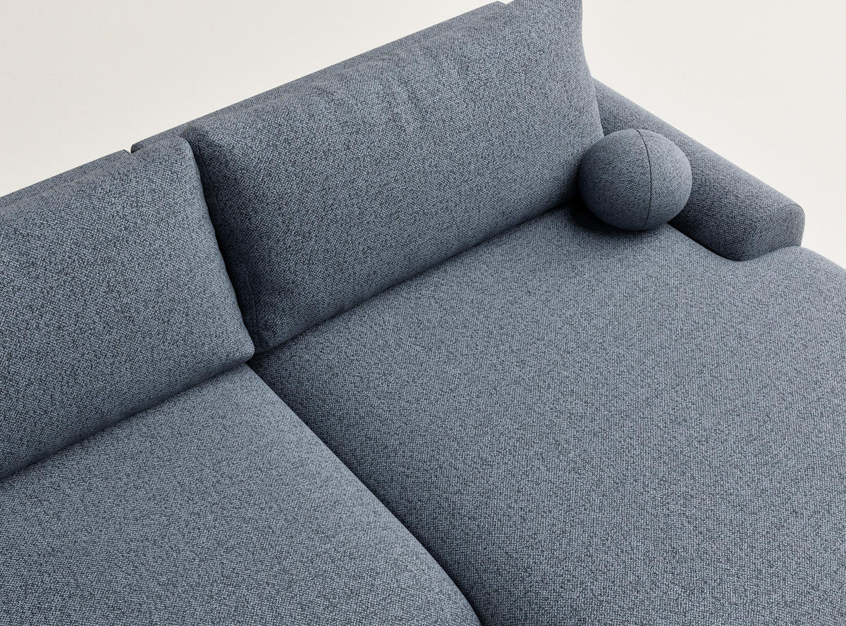 ECKSOFA MIT SCHLAFFUNKTION Tallin Blau Grau Webstoff - Blaugrau/Schwarz, Holz/Holzwerkstoff (240/145cm) - Maison de Reve