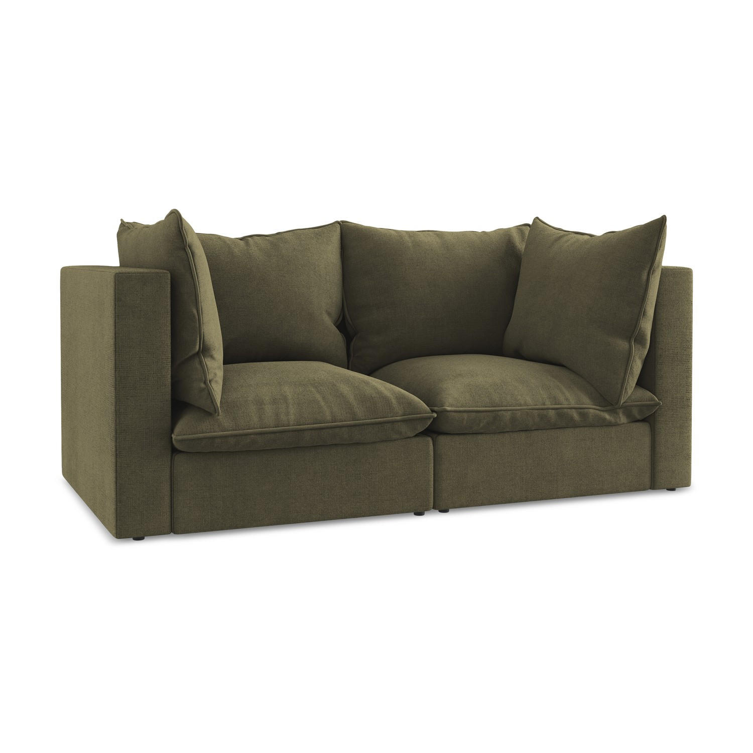 2-SITZER SOFA Strukturstoff Grün - Schwarz/Olivgrün, Holzwerkstoff/Kunststoff (180/77/90cm) - LaMiaSofa