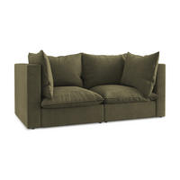2-SITZER SOFA Strukturstoff Grün - Schwarz/Olivgrün, Holzwerkstoff/Kunststoff (180/77/90cm) - LaMiaSofa