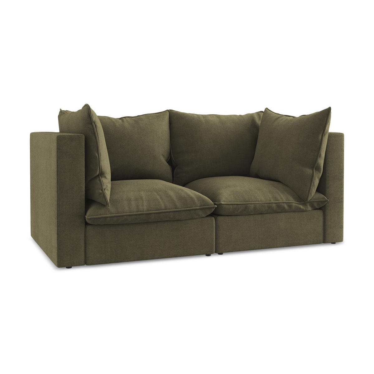 2-SITZER SOFA Strukturstoff Grün - Schwarz/Olivgrün, Holzwerkstoff/Kunststoff (180/77/90cm) - LaMiaSofa