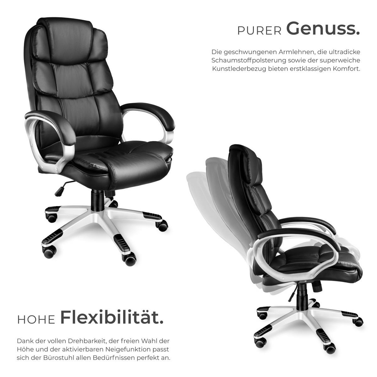 BÜROSTUHL Jonas, einstellbare Wippfunktion, schwarz - Schwarz, Textil (70/123/71cm) - tectake