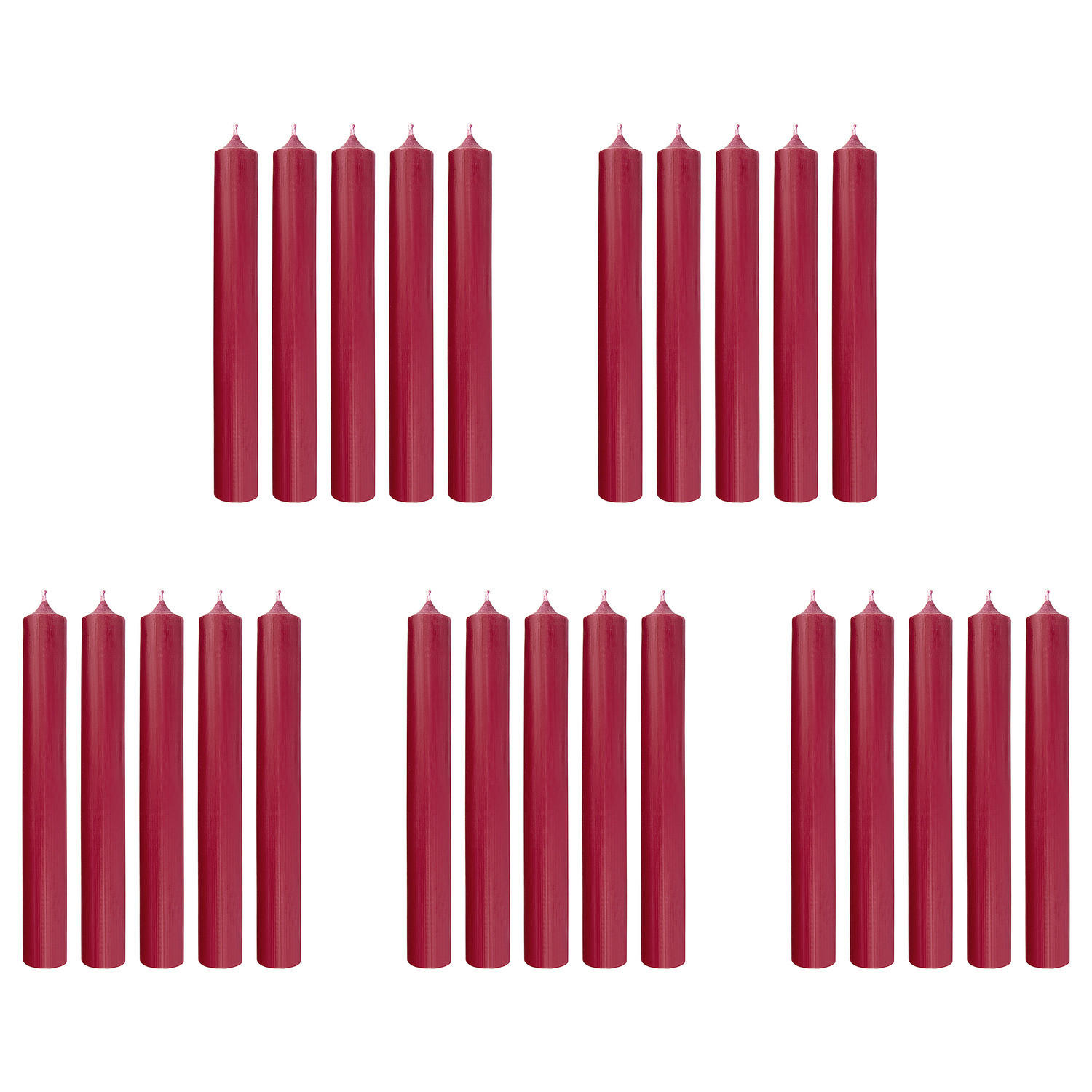 STABKERZE (25er Set) Rainbow - Bordeaux, Paraffin (2.2/18/2.2cm) - BUTLERS