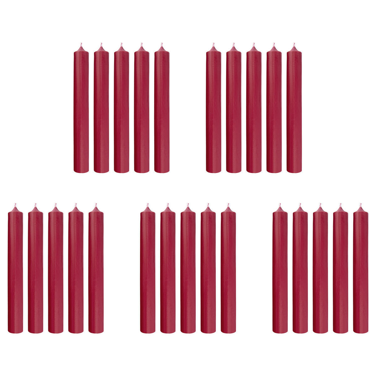 STABKERZE (25er Set) Rainbow - Bordeaux, Paraffin (2.2/18/2.2cm) - BUTLERS