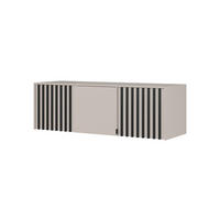 SCHRANKAUFSATZ STILO 3D 155 cm (Kaschmir, Schwarze Lamellen, 3 Türen, Metallgriffe) - Kaschmir/Schwarz, Holz/Holzwerkstoff (155/50/51cm) - Ravio