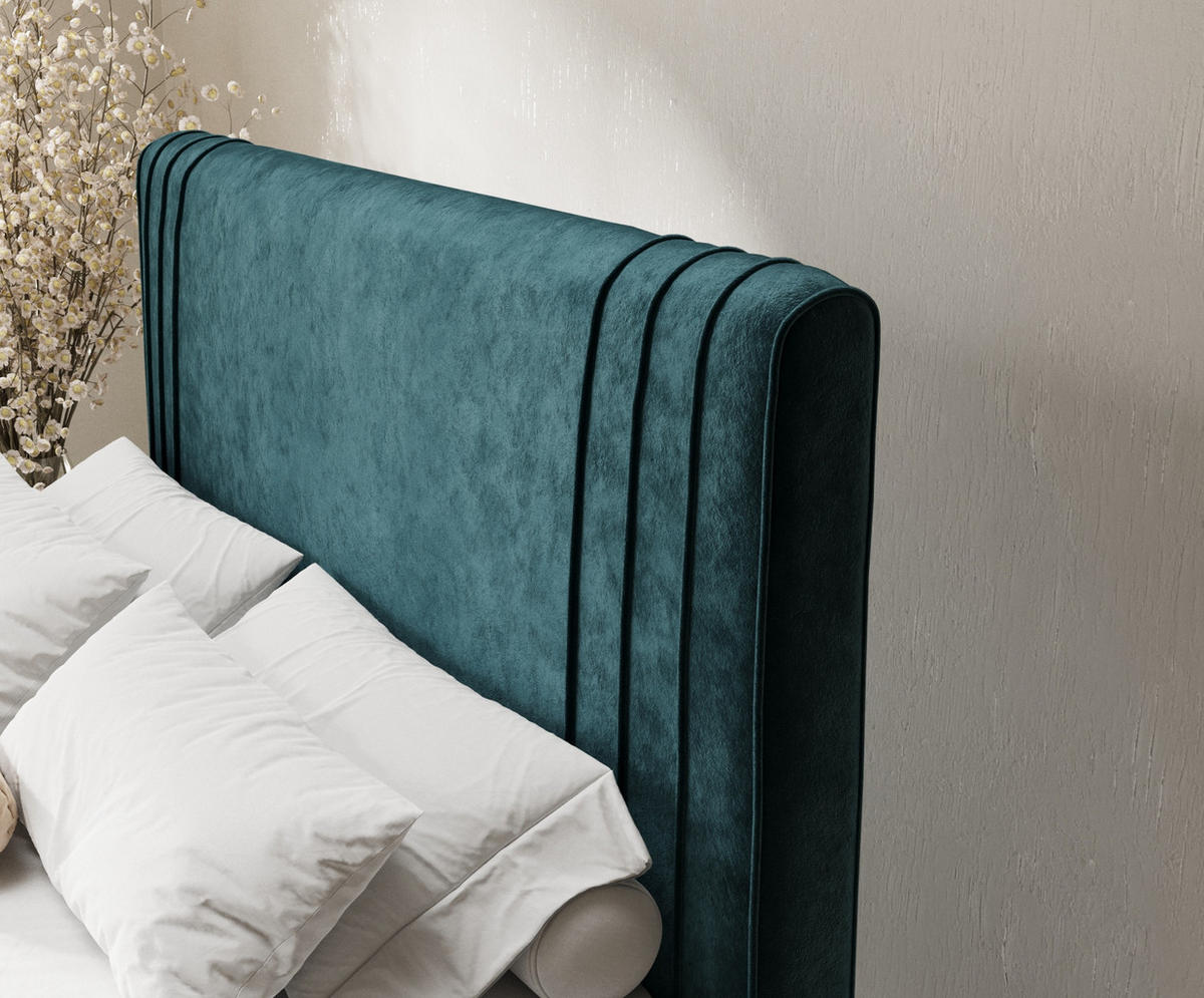 BOXSPRINGBETT Casone Türkisfarben 200/200 cm mit Latex-Topper - Türkis/Silberfarben, Holz/Holzwerkstoff (200/200cm) - Maison de Reve