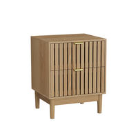 NOČNÍ stolek 45/39/56,5 cm dubová z MDF se dvěma zásuvkami a úložným prostorem - ořechová, kompozitní dřevo (45/56.5/39cm) - OKWISH