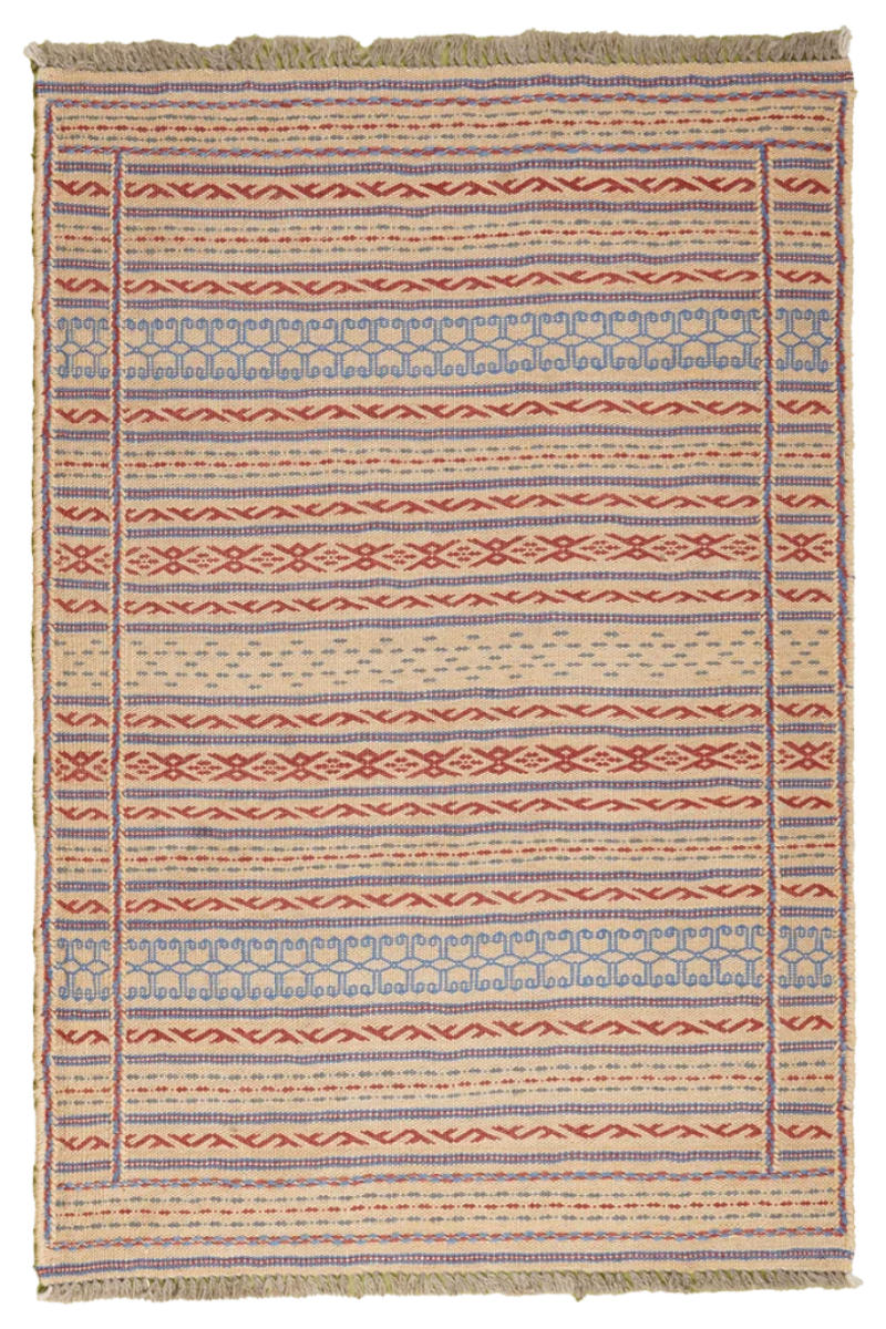 HANDWEBTEPPICH Kelim Kordi Beige 124/84 cm Schurwolle - Beige, Textil (84/124cm) - Looma