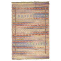HANDWEBTEPPICH Kelim Kordi Beige 124/84 cm Schurwolle - Beige, Textil (84/124cm) - Looma