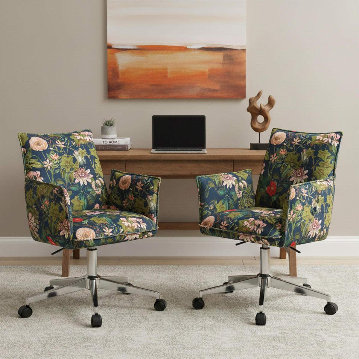 BÜROSTUHL Mika-Cleo - Chromfarben/Multicolor, Textil/Metall (60/85/63cm) - DUBI Möbel