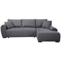 ECKSCHLAFSOFA Dallas mit Bettkasten, 255 cm, Dunkelgrau, rechts, Velour-Stoff - Dunkelgrau, Textil (255/175cm) - Beautysofa