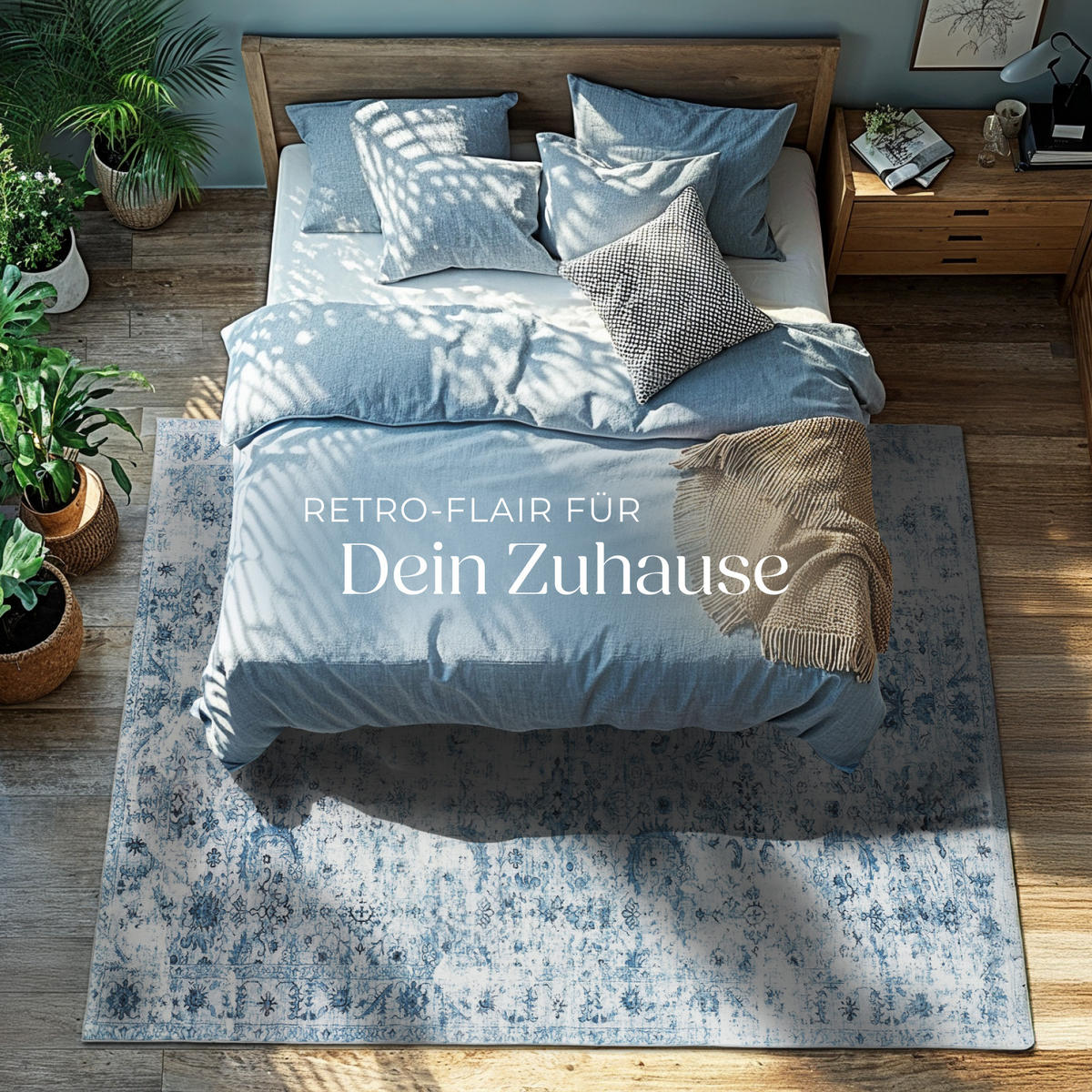 TEPPICH Vintage Design Amara,rutschfeste Unterseite,blau - Blau, Kunststoff (160/230cm) - tectake