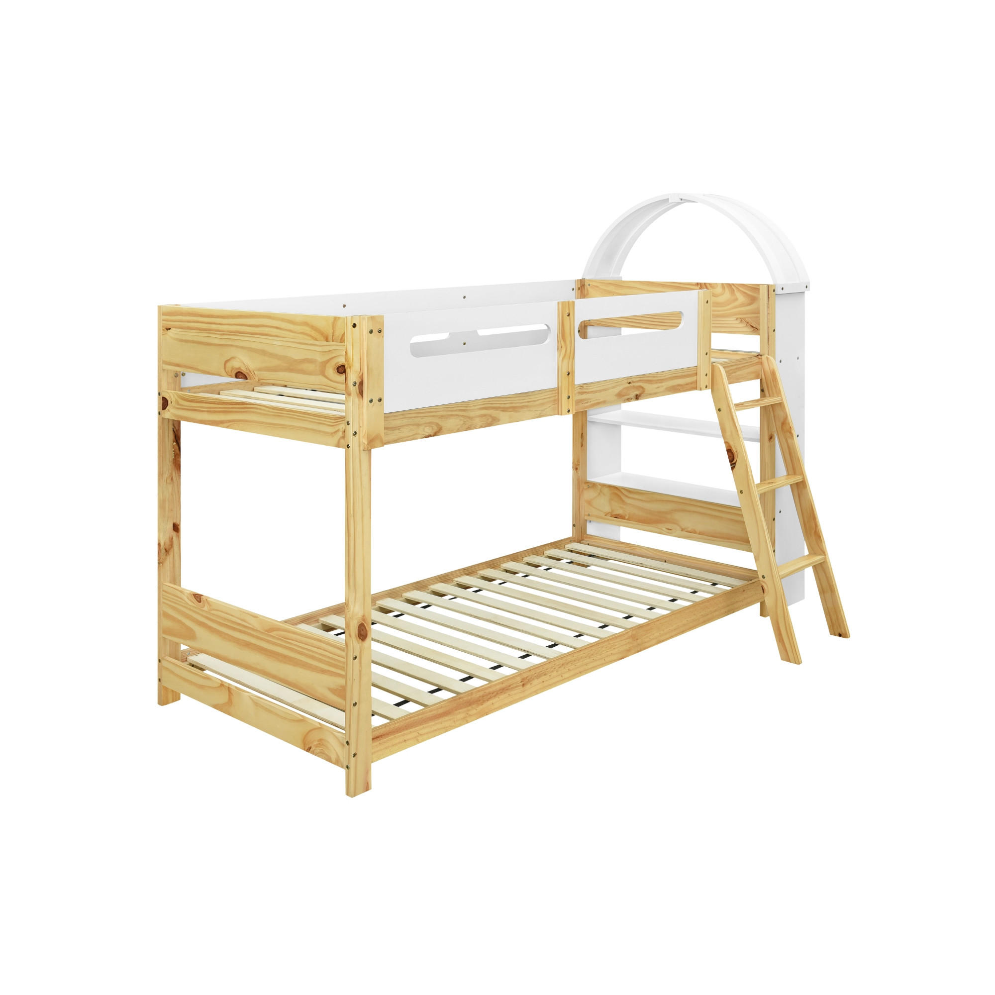ETAGENBETT 90x200 Weiß+Natur - Naturfarben, Holz (90/200cm) - ComfortXL