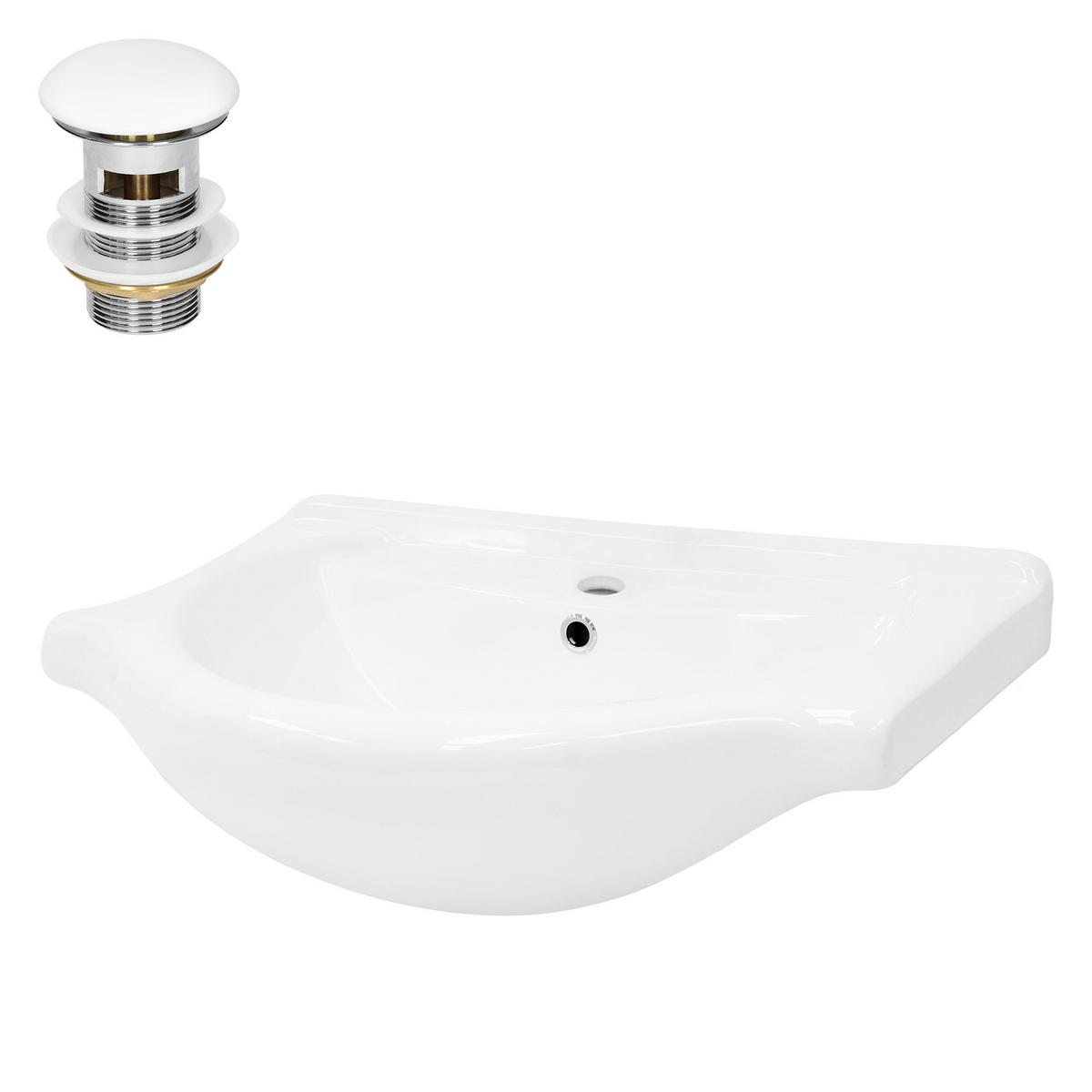 WASCHBECKEN - Weiß, Keramik (51.5/21.5/67.5cm) - ECD-Germany