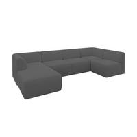 WOHNLANDSCHAFT Ottomane Links MOVO-L 345x180x78 cm Grau Bouclé - Chromfarben, Holzwerkstoff/Kunststoff (345/78/180cm) - ALTDECOR