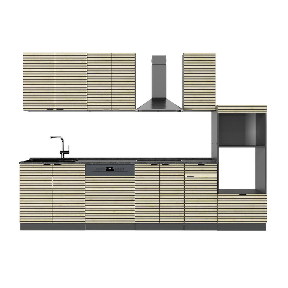 KUCHYŇSKÝ KOUT Fame-Line Dubový panel/antracit - antracitová/barva dubu, kompozitní dřevo (300/81.6/60cm) - Vicco