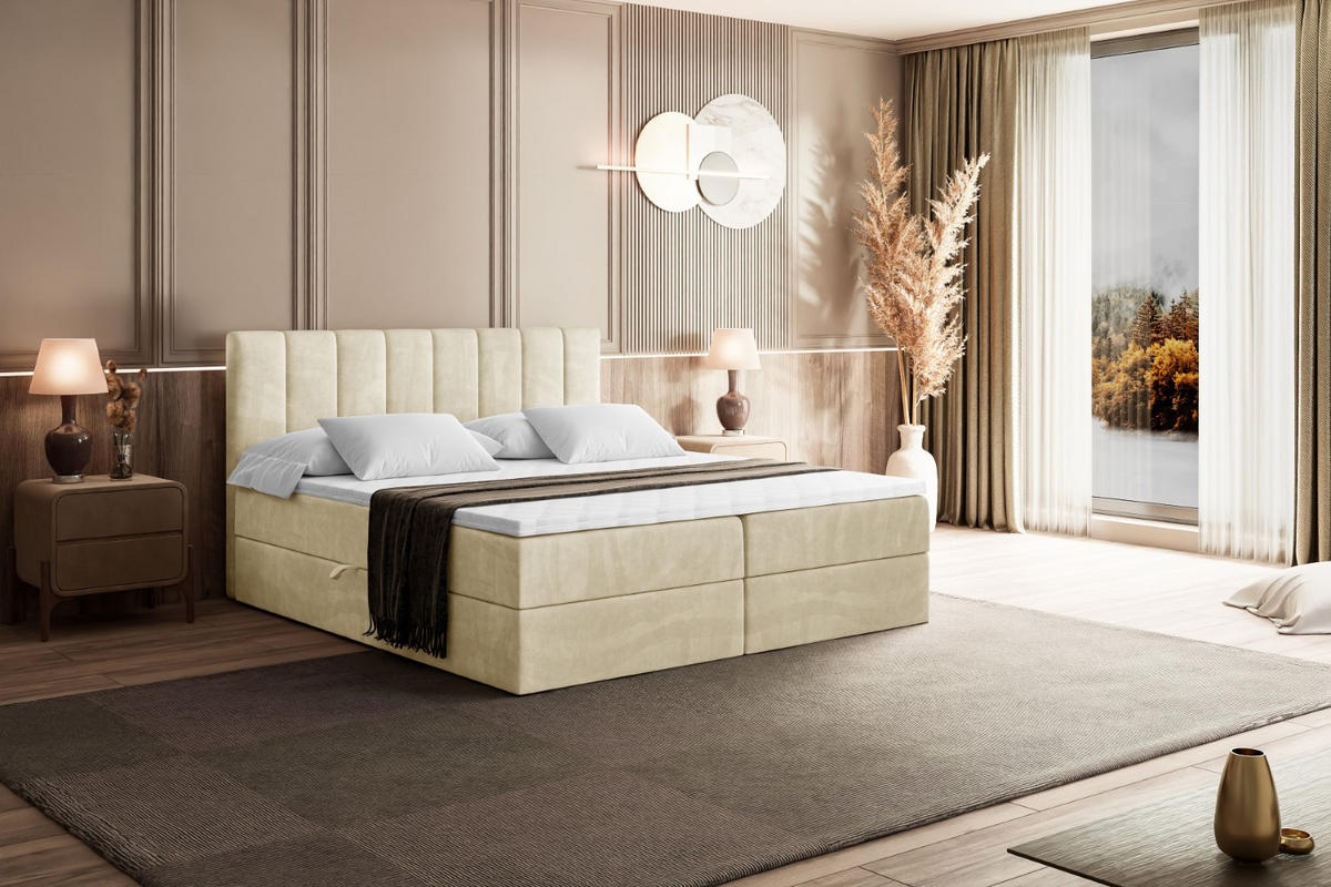 BOXBETT mit Matratze H3 und Lattenrost - OTTA - 120x200 cm Beige - Beige, Holzwerkstoff (120/200cm) - ALTDECOR