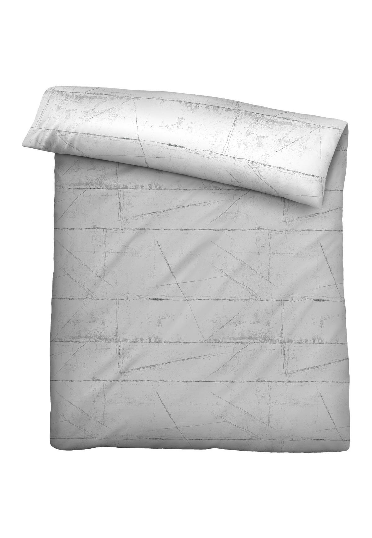 BETTWÄSCHE-GARNITUR Satin Wand sturmgrau, 135x200 cm + 80x80 cm - Grau, Textil (135/200cm) - biberna