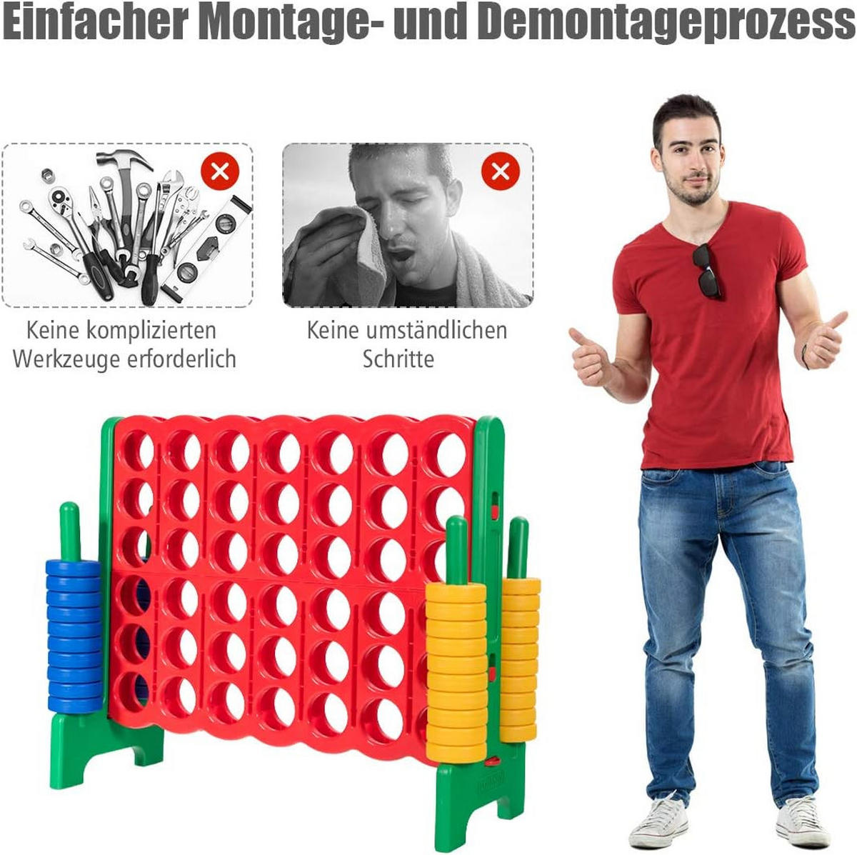 SPIELBRETTSÄTZE Vier-Gewinnt Multicolor - Multicolor, Kunststoff (42/120cm) - COSTWAY