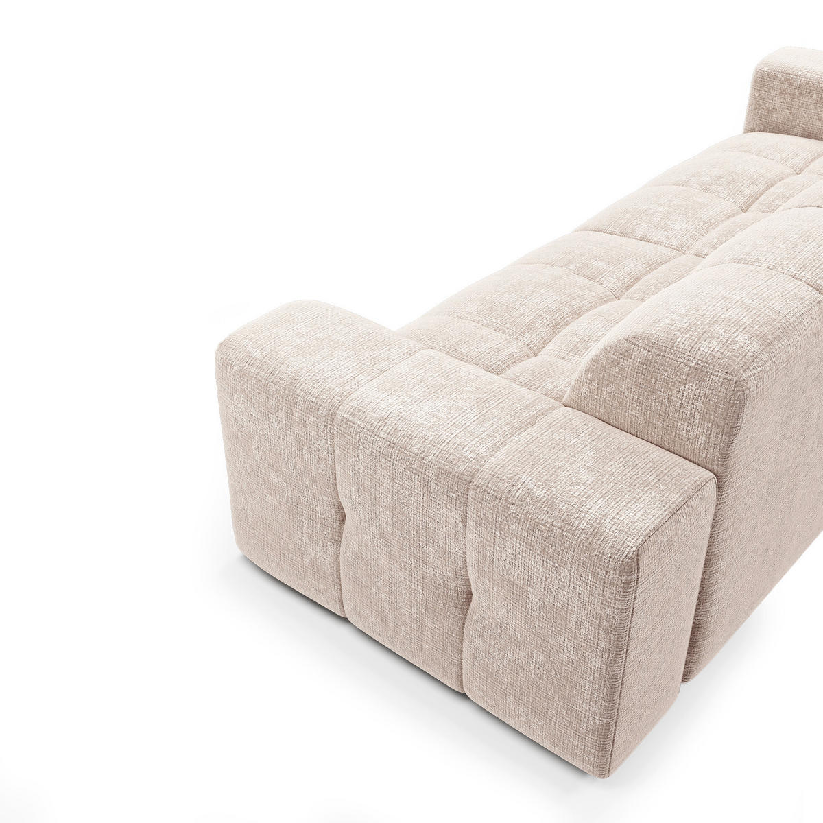 SOFA 4-SITZER geprägter Samt Creme 230cm - Creme, Textil (230/85/92cm) - Sia Home