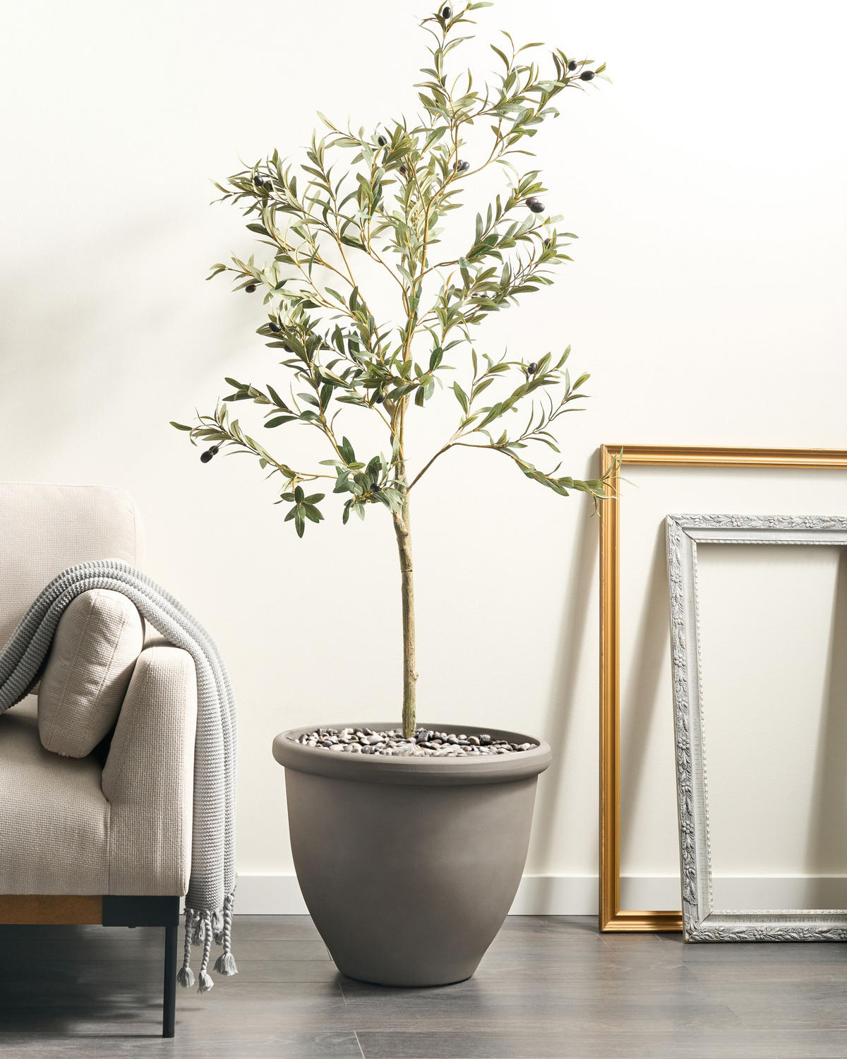 BLUMENTOPF Grau Tesalia - Grau, Kunststoff (42cm) - Beliani