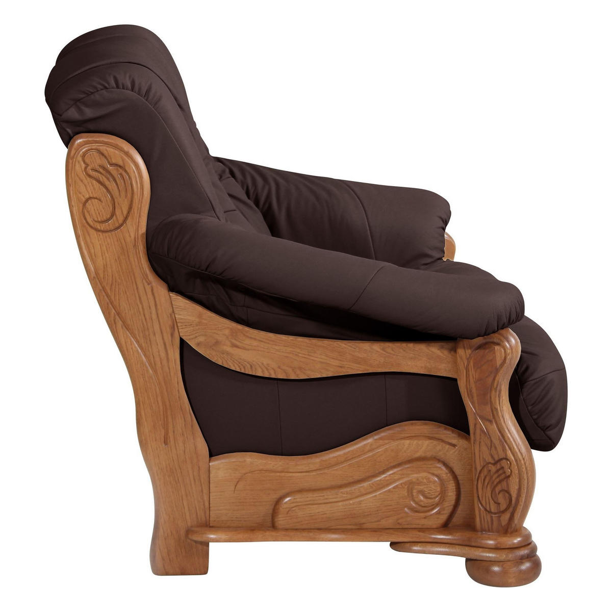 SOFA 2-Sitzer Katlin Bezug Echtleder Eiche rustikal P43 / braun - Braun, Leder (148/95/95cm) - 58aufmkessel