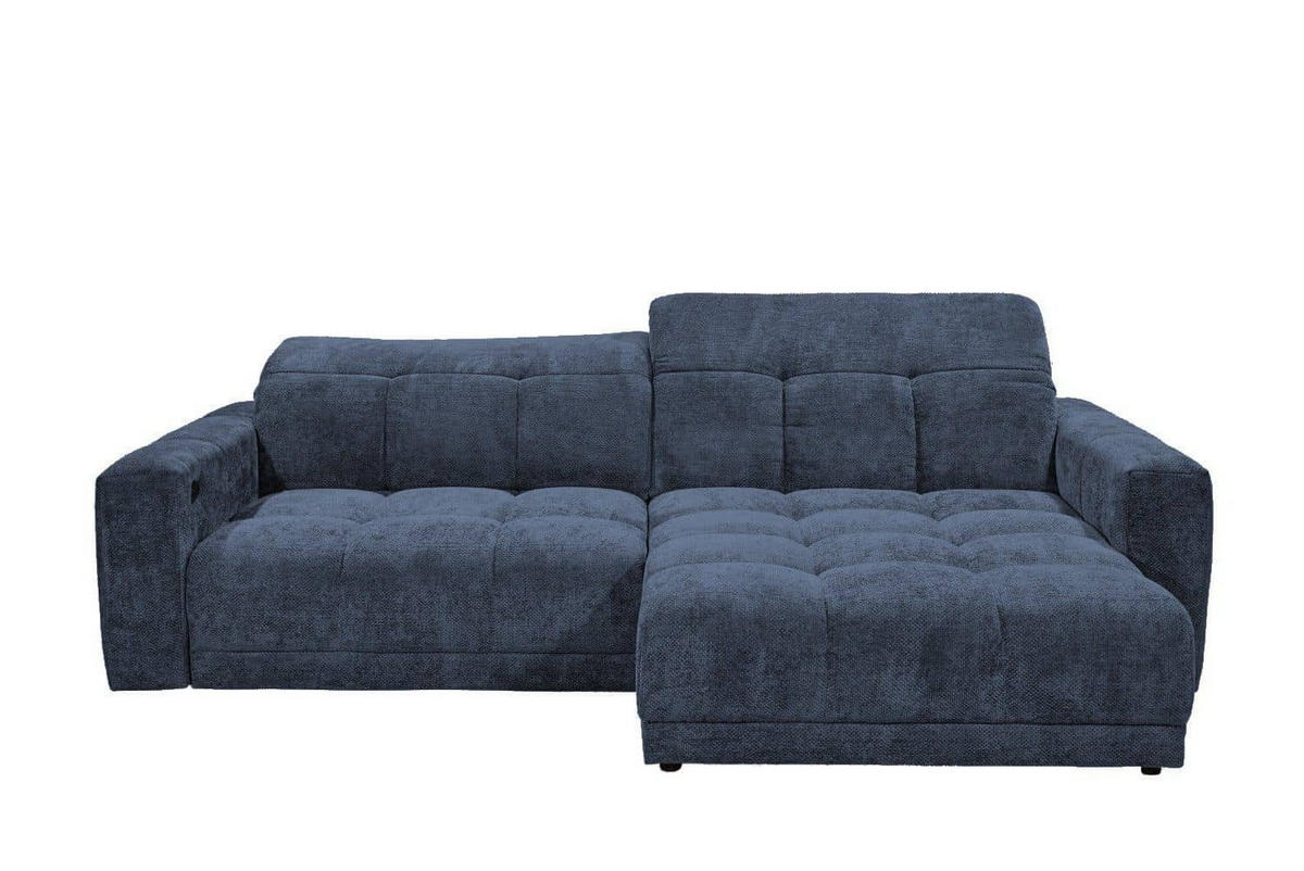 ECKSCHLAFSOFA mit elektronische Sitztiefenverstellung - Blau/Zinkfarben, Holzwerkstoff/Kunststoff (170/297cm) - ed exciting design