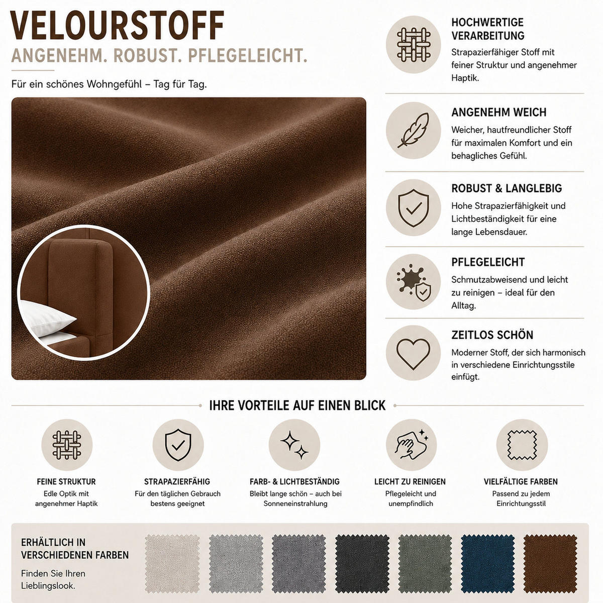 POLSTERBETT Nero 120x200 cm, Doppelbett mit Bettkasten und Lattenrost aus Holz, Velourstoff: Dunkelbraun - Dunkelbraun, Holz/Kunststoff (120/200cm) - Marpur