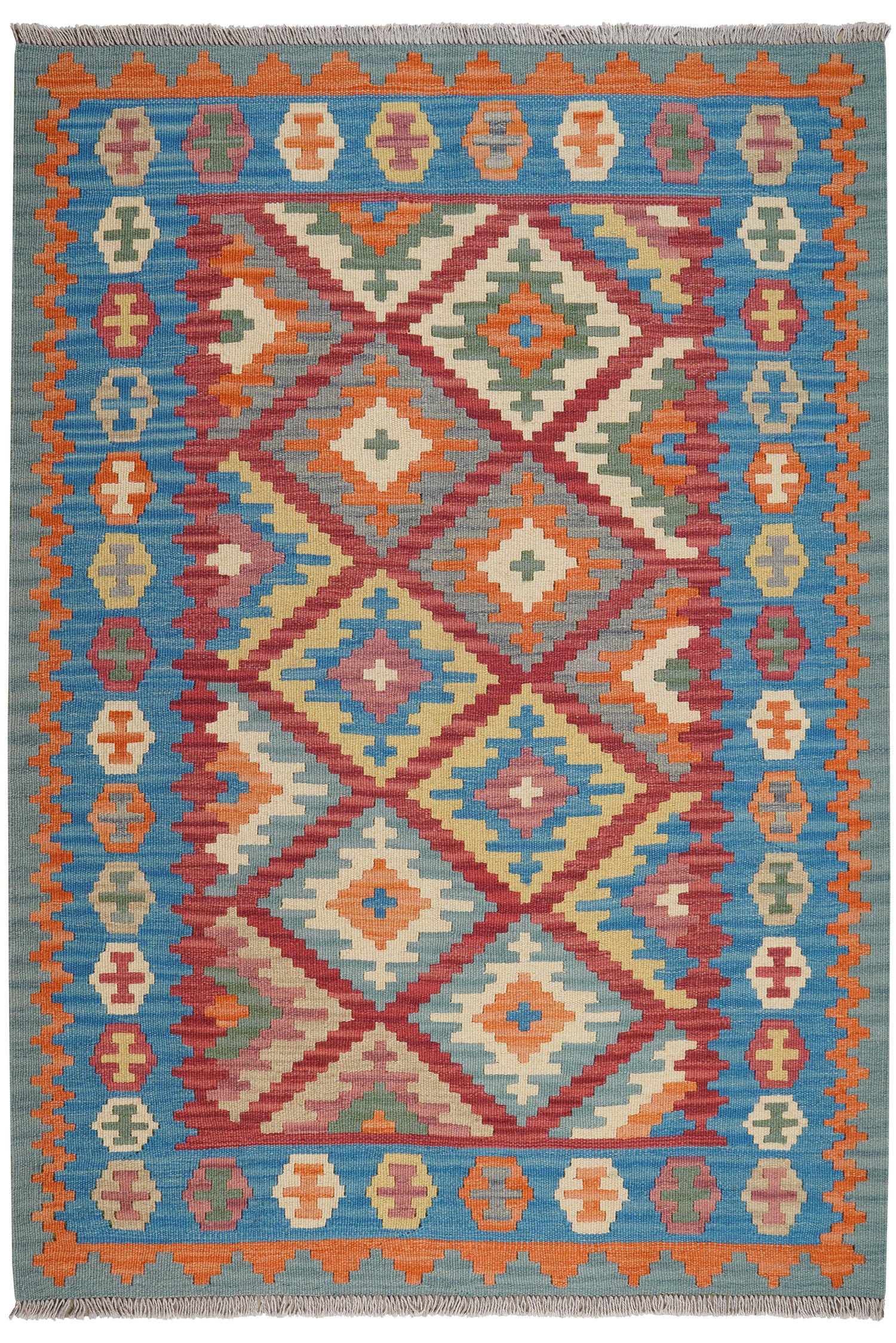 HANDWEBTEPPICH Kelim Gashgai Rot 181/127 cm Schurwolle - Rot, Textil (127/181cm) - Looma