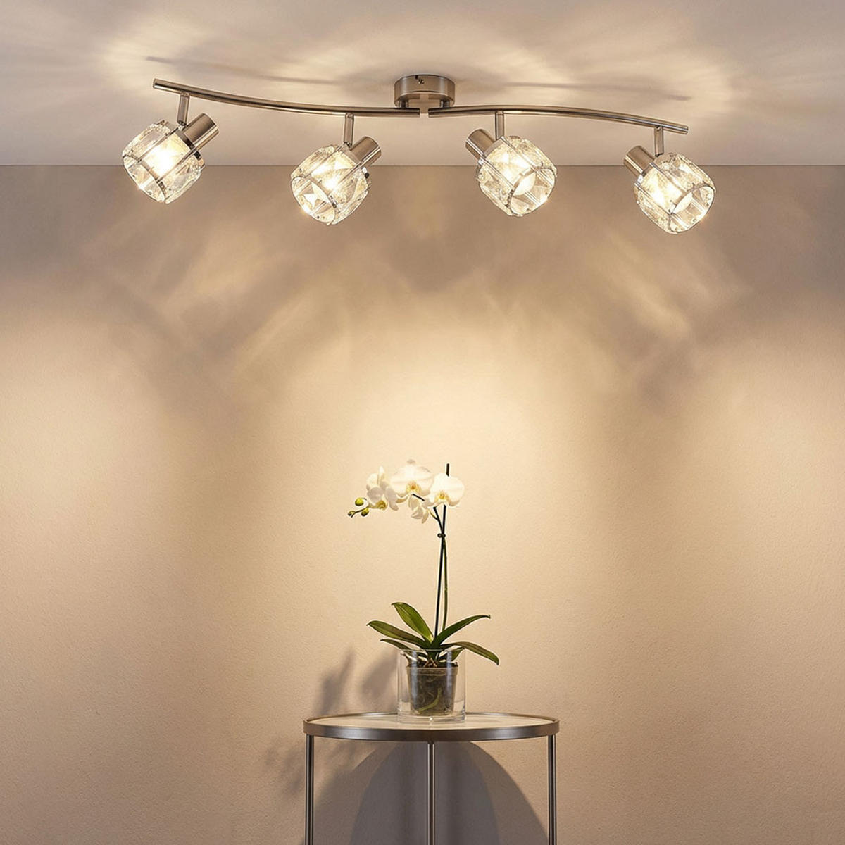 DECKENLEUCHTE Metall Silber Kristall - Silberfarben, Metall (70/31.5/18cm) - Globo Lighting