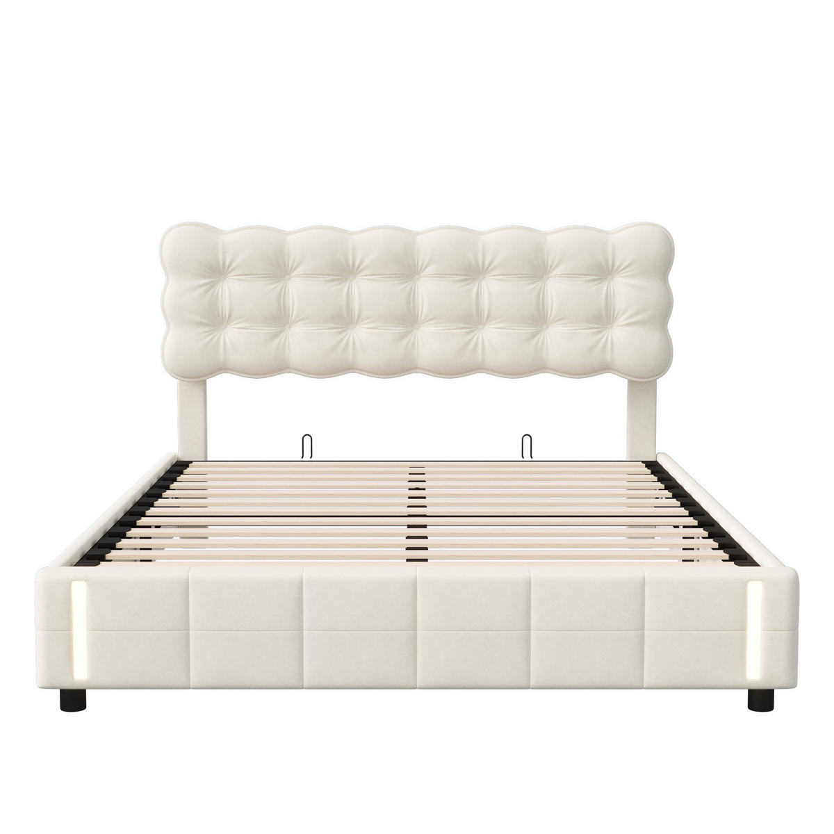 POLSTERBETT mit Bettkasten 140/200 cm, mit Induktions-LED, lattenrost aus holz, Beige - Beige, Holzwerkstoff (140/200cm) - Brevoria