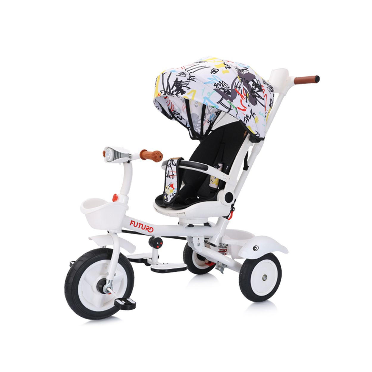 DREIRAD Futuro 2 in 1 faltbar bunt Becherhalter, Musik, Licht, Gummiräder - Multicolor, Metall (90/50/95cm) - Chipolino