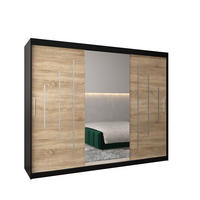 SCHWEBETÜRENSCHRANK 200/250/62 3-türig - Silberfarben/Schwarz, Holz/Kunststoff (250/200/62cm) - Abiks Möbel