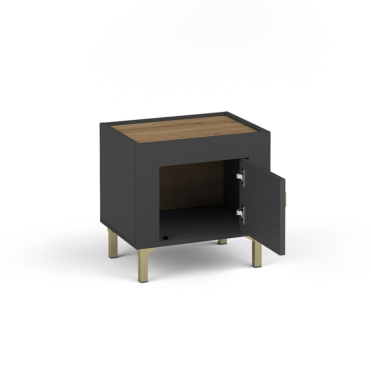 NACHTTISCH Monta mit 1 Tür , Schwarz - Schwarz, Holzwerkstoff (48/47/36cm) - Beautysofa