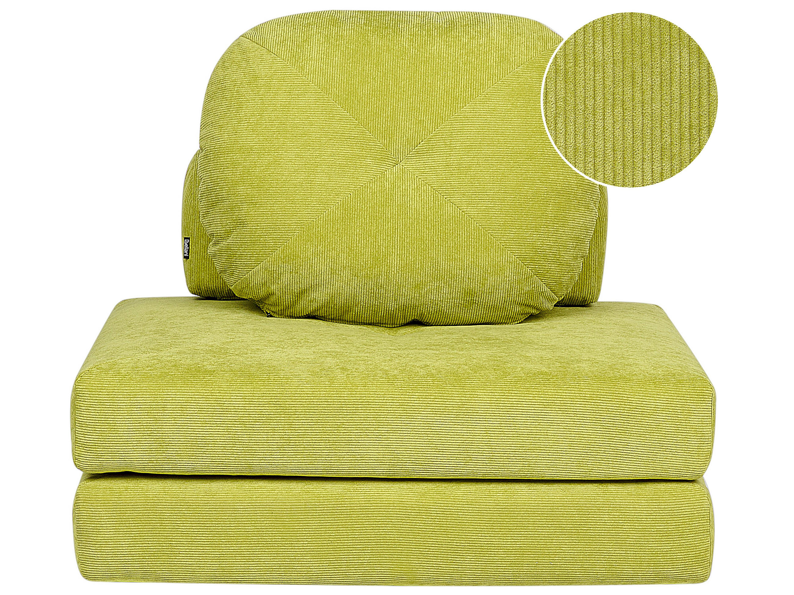 1-SITZER BODENSOFA Cord hellgrün mit Schlaffunktion Olden - Grün, Textil (81/54/91cm) - Beliani