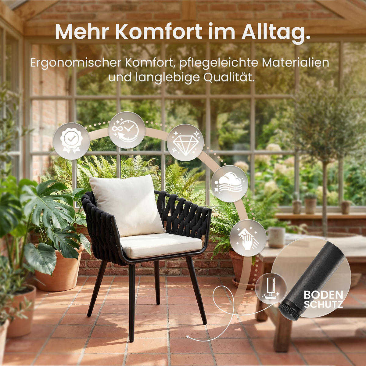 GARTENSTUHL Metall Creme - Creme, Metall (61/77/60cm) - CLP