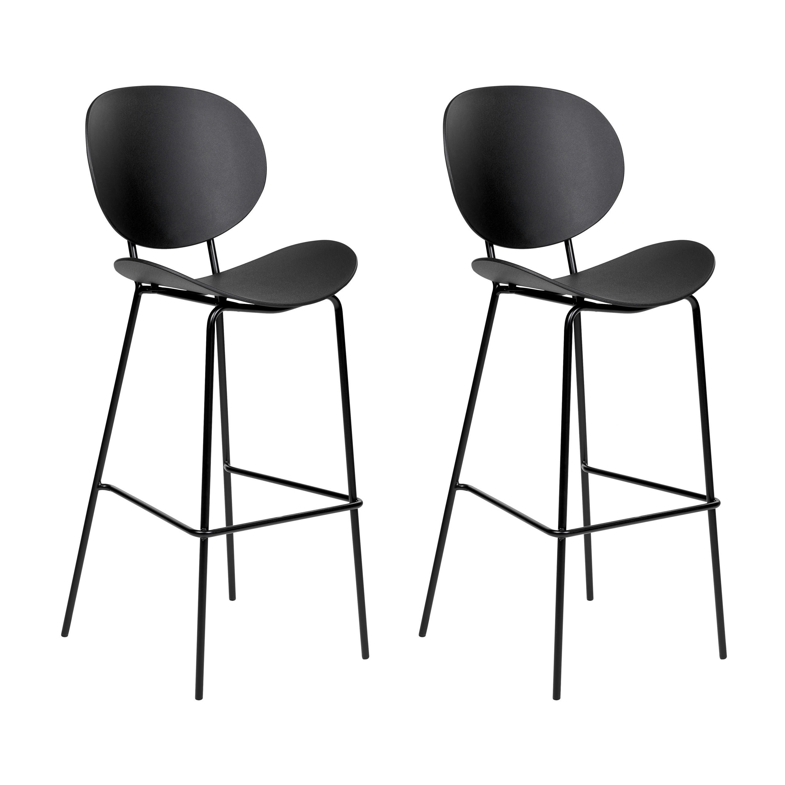 BARSTUHL 2er-Set Kunststoff schwarz Shonto - Schwarz, Kunststoff (52/116/48cm) - Beliani