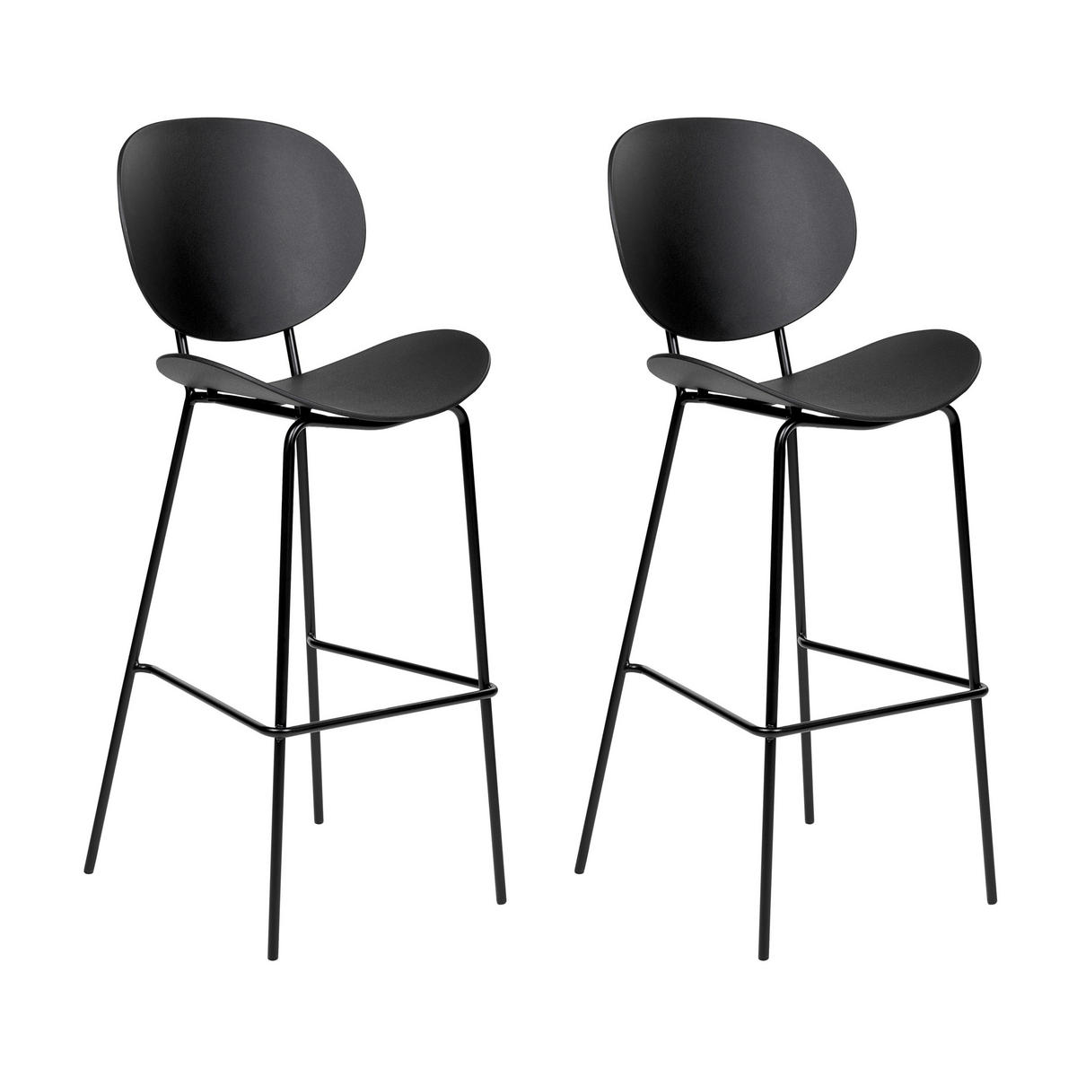 BARSTUHL 2er-Set Kunststoff schwarz Shonto - Schwarz, Kunststoff (52/116/48cm) - Beliani