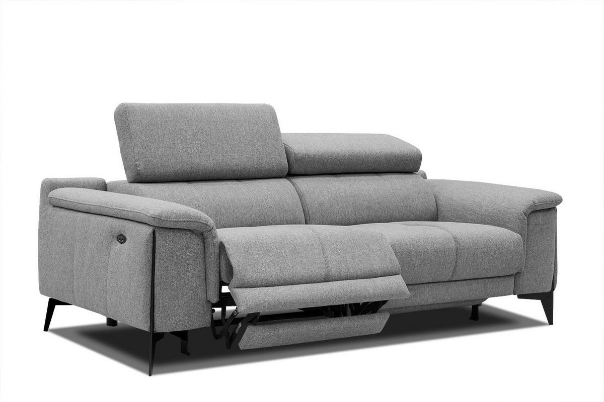 RELAXSOFA MATERA 3-Sitzer mit 2 Relaxfunktionen, grau - Schwarz/Grau, Holzwerkstoff/Textil (212/82/103cm) - Courtois Laville