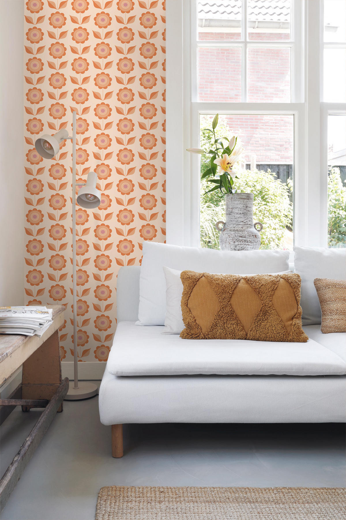 TAPETE Blumen 50 x 900 cm - Orange, Papier (50/900cm) - ESTAhome