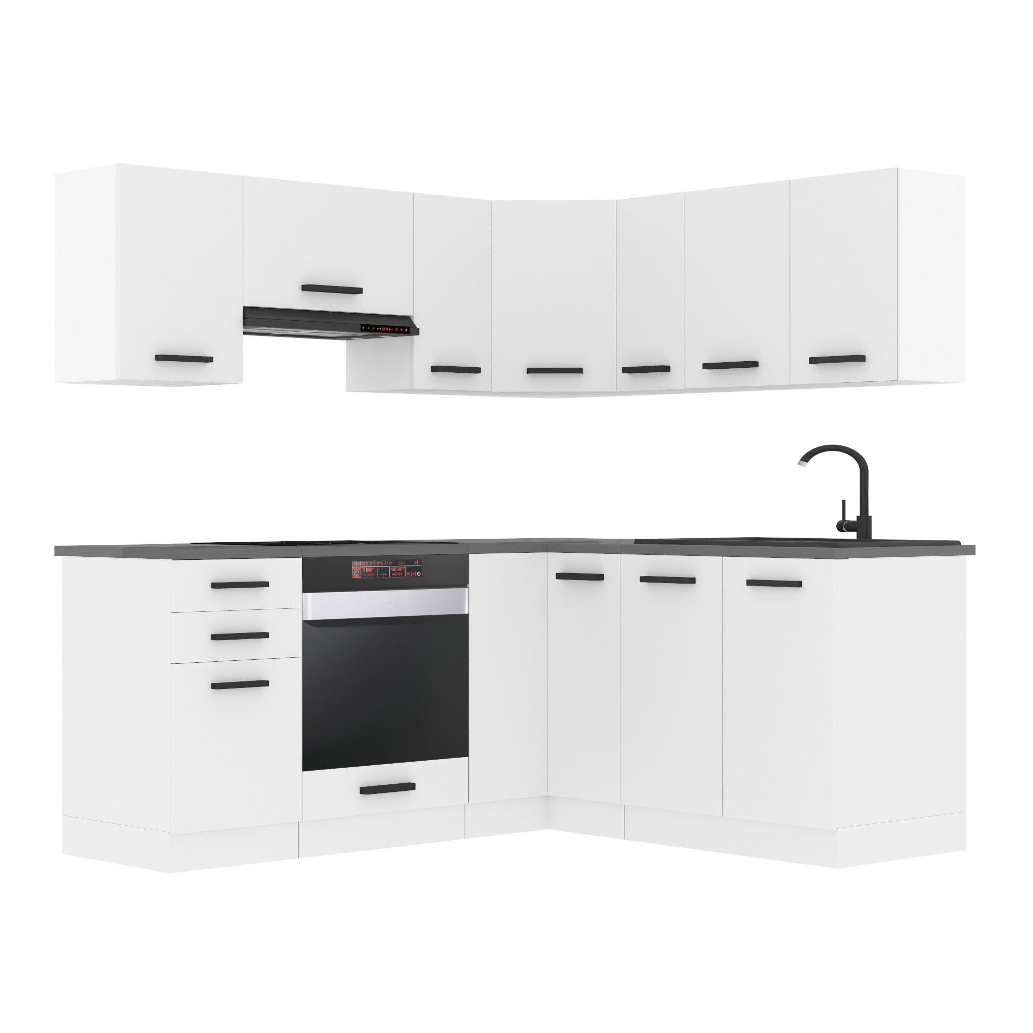 KÜCHE L-Form Sarah, ohne Arbeitsplatten, Weiß matt - Weiß, Holz (320/204/60cm) - B BELINI GROUP