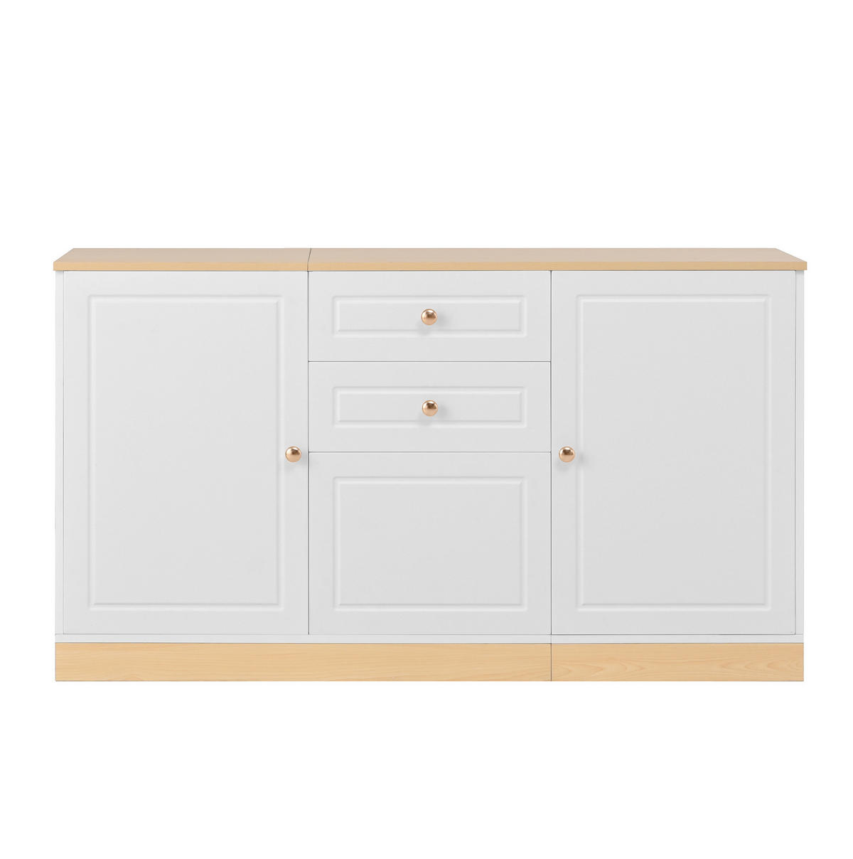 SIDEBOARD 135,5/39/76 cm z dřevotřísky bílá a v dekoru dřeva - bílá, kompozitní dřevo (135.5/76/39cm) - Modenvie