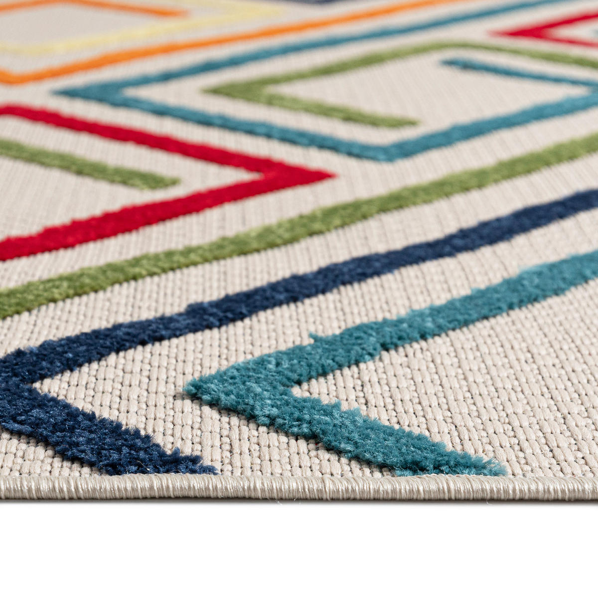 TEPPICH Outdoor Bunte Geometrisch Kurzflor Rechteckig - 160x230 cm - Grün, Textil (160/230cm) - Mazovia