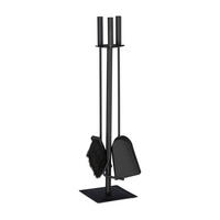 KAMINBESTECK 4tlg. - Schwarz, Holz/Kunststoff (15/61/15cm) - Relaxdays