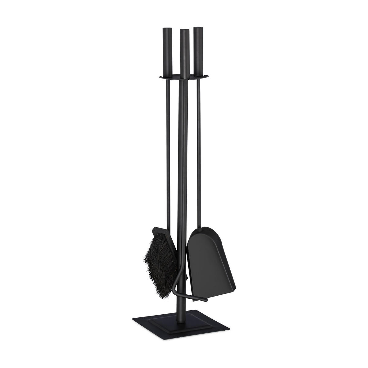 KAMINBESTECK 4tlg. - Schwarz, Holz/Kunststoff (15/61/15cm) - Relaxdays