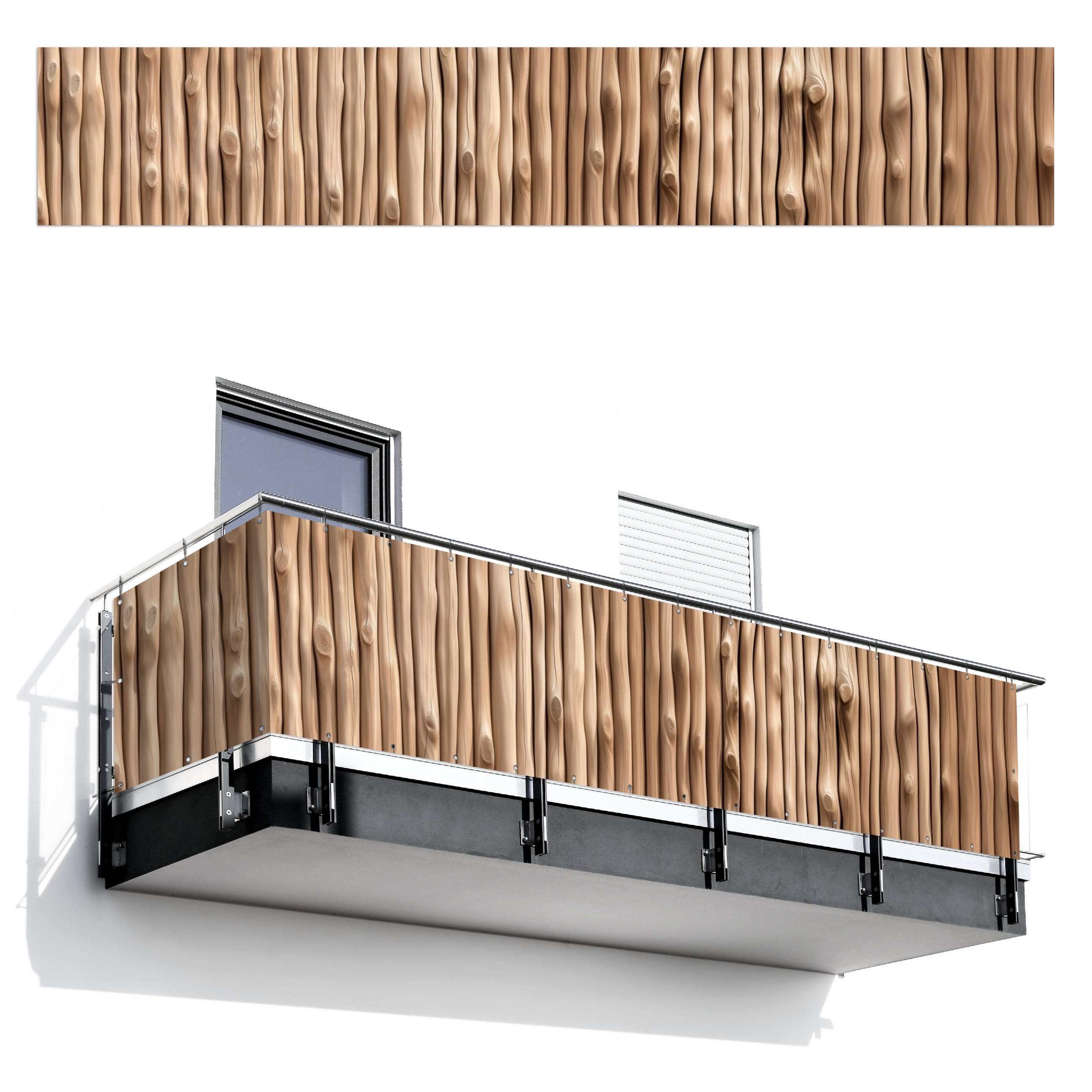 BALKON-SICHTSCHUTZ Holz - Stiel - Hellbraun - Ahornfarben, Kunststoff (500/85cm) - MuchoWow