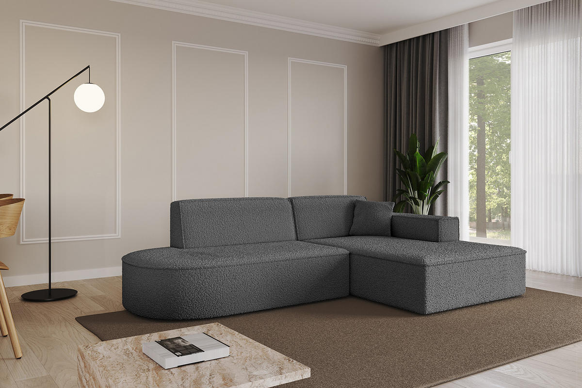 ECKSOFA Ottomane Rechts IREA-L1-v4 - 234x171x79 cm Grau - Dunkelgrau/Olivgrün, Holzwerkstoff/Textil (171/234cm) - ALTDECOR