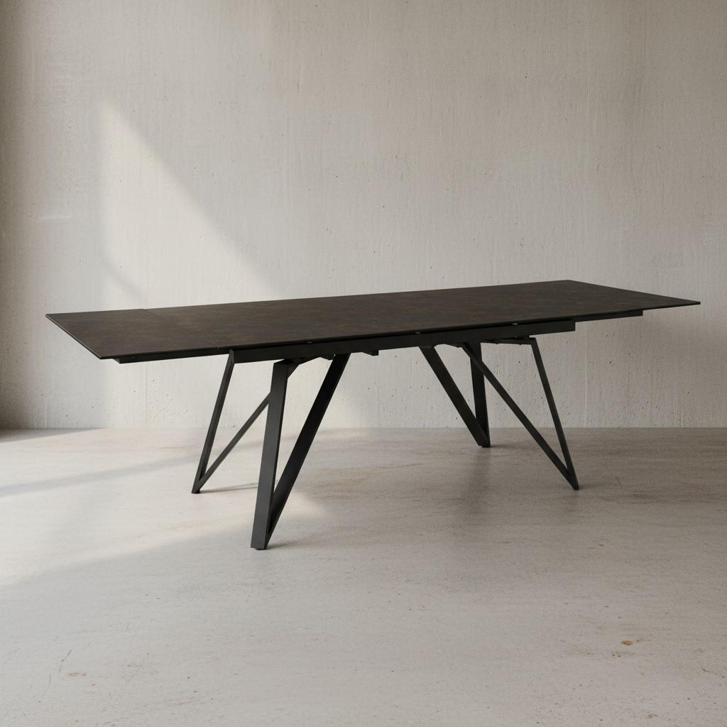 ESSTISCH Ausziehbar Keramik Glas Marmoroptik Rechteckig Groß, Schwarz 180x95x76 cm - Schwarz, Keramik/Metall (95/180/76cm) - KADIMA DESIGN