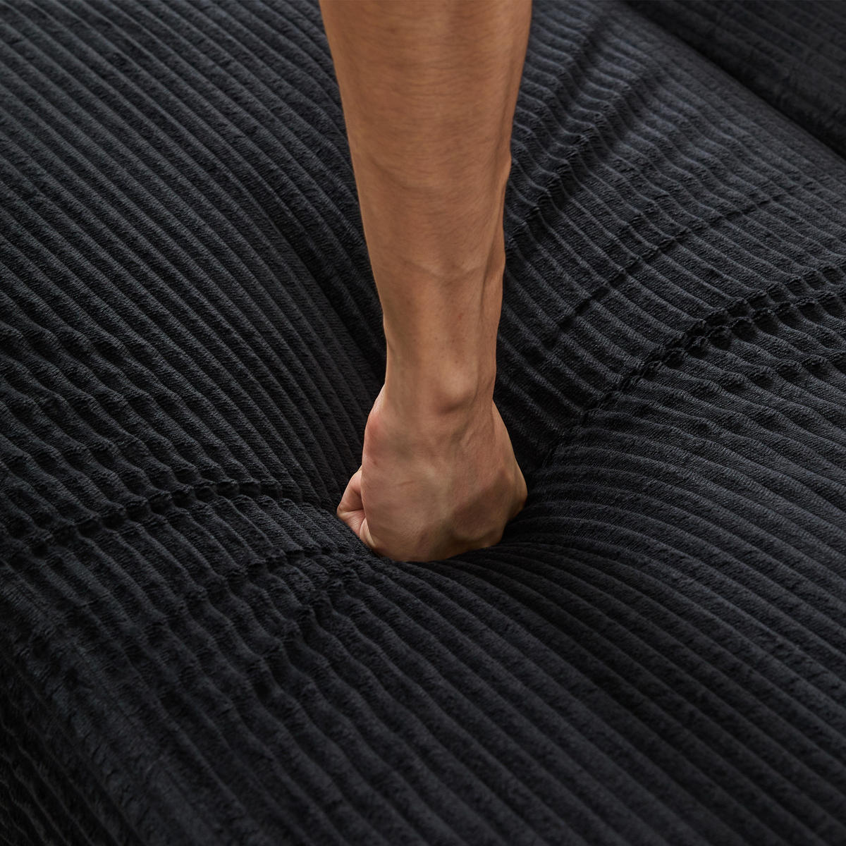 XXL-SESSEL mit Fußablage und 3 Kissen, DE-42355, Schwarz - Schwarz, Metall (74/57/107cm) - ComfortXL