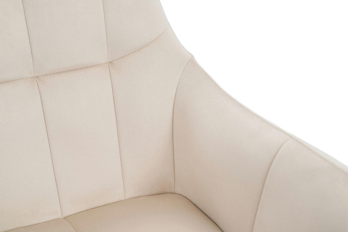 STUHL FANO drehbar gepolsterter mit Steppung - beige - Velour - Ecru/Schwarz, Textil/Metall (58/83/59cm) - NEW HOME